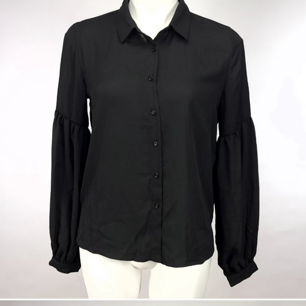 Free Generations, Black, Balloon Sleeve Blouse Semi-Sheer, Small, NWT$185MSRP